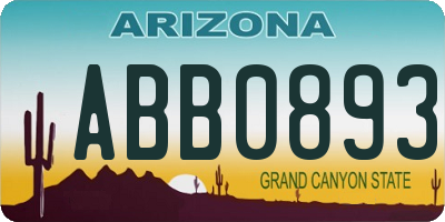 AZ license plate ABB0893