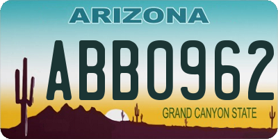AZ license plate ABB0962