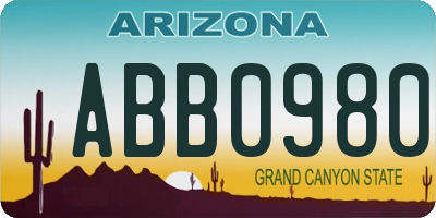 AZ license plate ABB0980