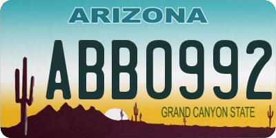 AZ license plate ABB0992