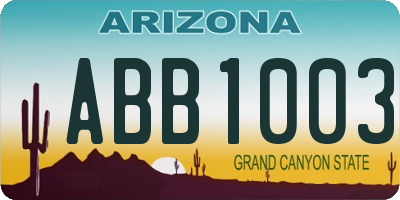 AZ license plate ABB1003