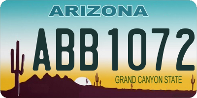 AZ license plate ABB1072