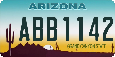 AZ license plate ABB1142