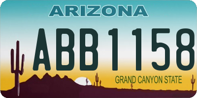 AZ license plate ABB1158
