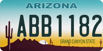 AZ license plate ABB1182