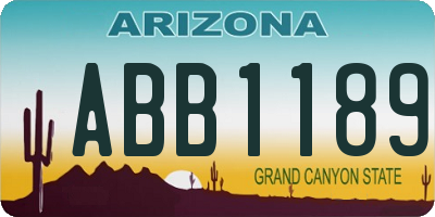 AZ license plate ABB1189