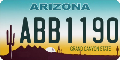 AZ license plate ABB1190