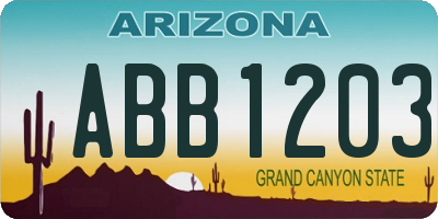 AZ license plate ABB1203