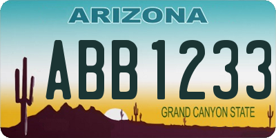AZ license plate ABB1233