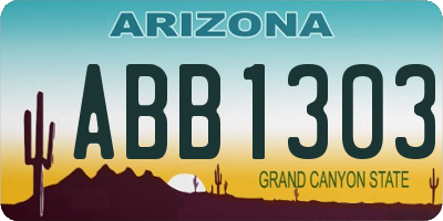 AZ license plate ABB1303