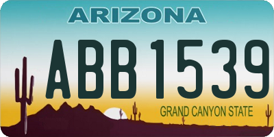 AZ license plate ABB1539
