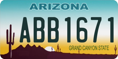AZ license plate ABB1671