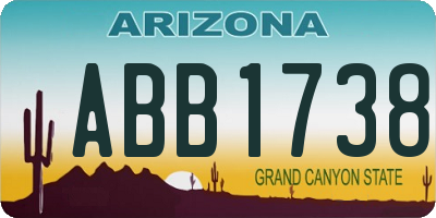 AZ license plate ABB1738