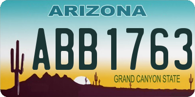 AZ license plate ABB1763