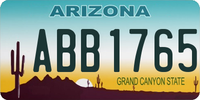 AZ license plate ABB1765