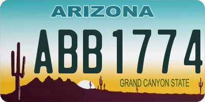 AZ license plate ABB1774