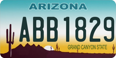 AZ license plate ABB1829