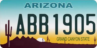 AZ license plate ABB1905