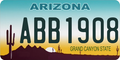 AZ license plate ABB1908