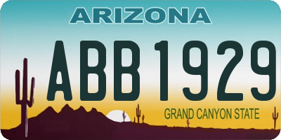 AZ license plate ABB1929