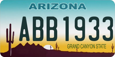 AZ license plate ABB1933