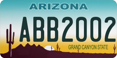 AZ license plate ABB2002