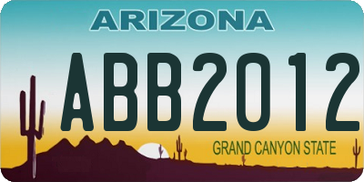 AZ license plate ABB2012