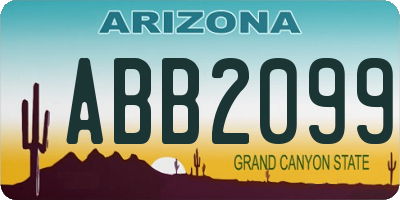 AZ license plate ABB2099