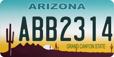 AZ license plate ABB2314