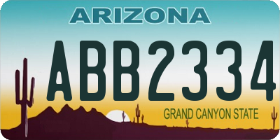 AZ license plate ABB2334