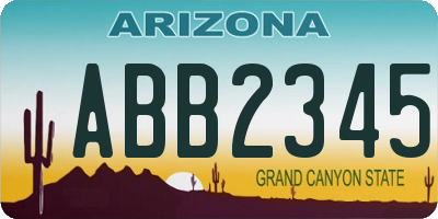 AZ license plate ABB2345