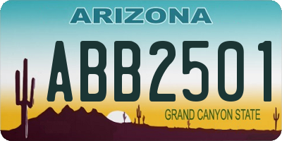 AZ license plate ABB2501