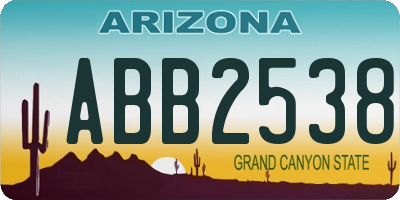 AZ license plate ABB2538