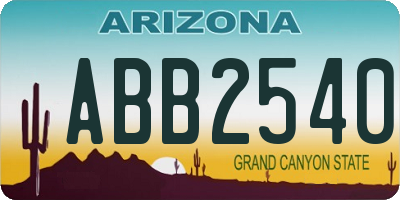 AZ license plate ABB2540