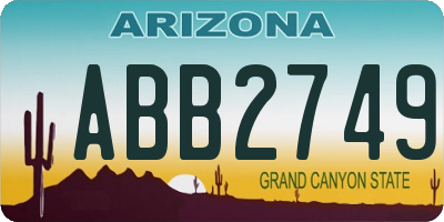 AZ license plate ABB2749