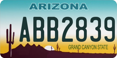 AZ license plate ABB2839