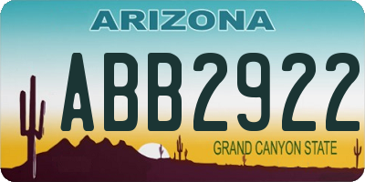 AZ license plate ABB2922