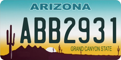 AZ license plate ABB2931