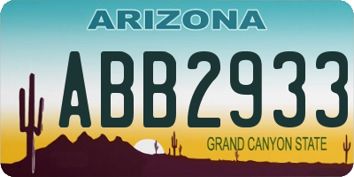 AZ license plate ABB2933