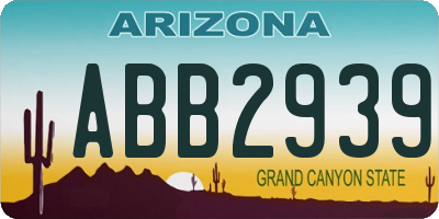 AZ license plate ABB2939