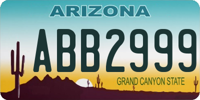 AZ license plate ABB2999