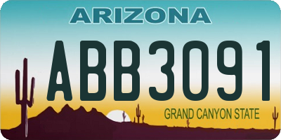 AZ license plate ABB3091
