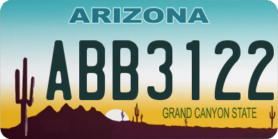 AZ license plate ABB3122