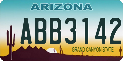 AZ license plate ABB3142