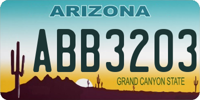 AZ license plate ABB3203