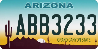 AZ license plate ABB3233