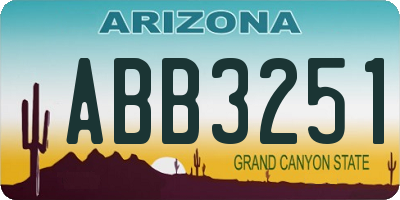 AZ license plate ABB3251