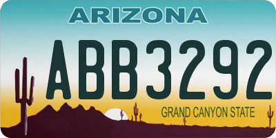 AZ license plate ABB3292