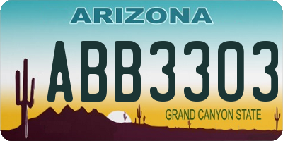AZ license plate ABB3303