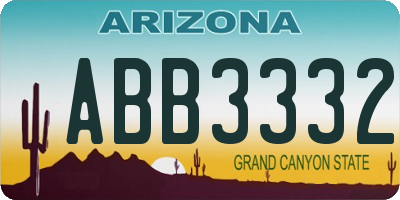 AZ license plate ABB3332